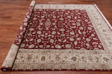 Red Persian Tabriz Hand-Knotted Wool & Silk Rug - 7' 10" X 9' 10"