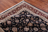Navy Blue Persian Tabriz Hand Knotted Wool & Silk Rug - 7' 8" X 9' 9"