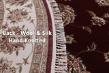 Red Round Persian Tabriz Hand Knotted Wool & Silk Rug - 8' 1" X 8' 1"