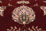 Red Round Persian Tabriz Hand Knotted Wool & Silk Rug - 8' 1" X 8' 1"