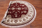 Red Round Persian Tabriz Hand Knotted Wool & Silk Rug - 8' 1" X 8' 1"