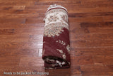 Red Round Persian Tabriz Hand Knotted Wool & Silk Rug - 8' 1" X 8' 1"