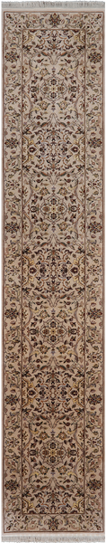Ivory Persian Tabriz Handmade Wool & Silk Runner Rug - 2' 4" X 12' 0"