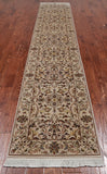 Ivory Persian Tabriz Handmade Wool & Silk Runner Rug - 2' 4" X 12' 0"