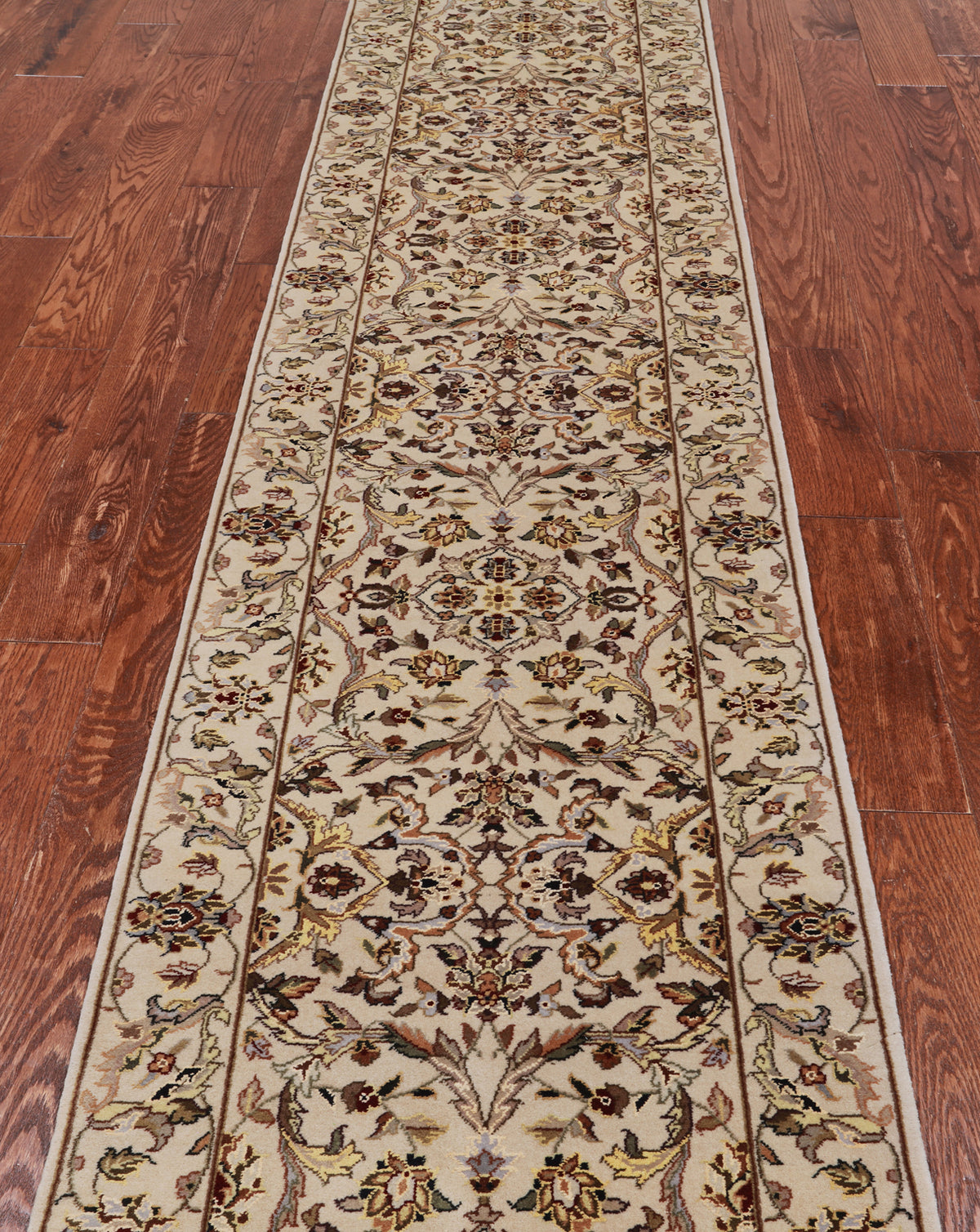 Ivory Persian Tabriz Handmade Wool & Silk Runner Rug - 2' 4" X 12' 0"