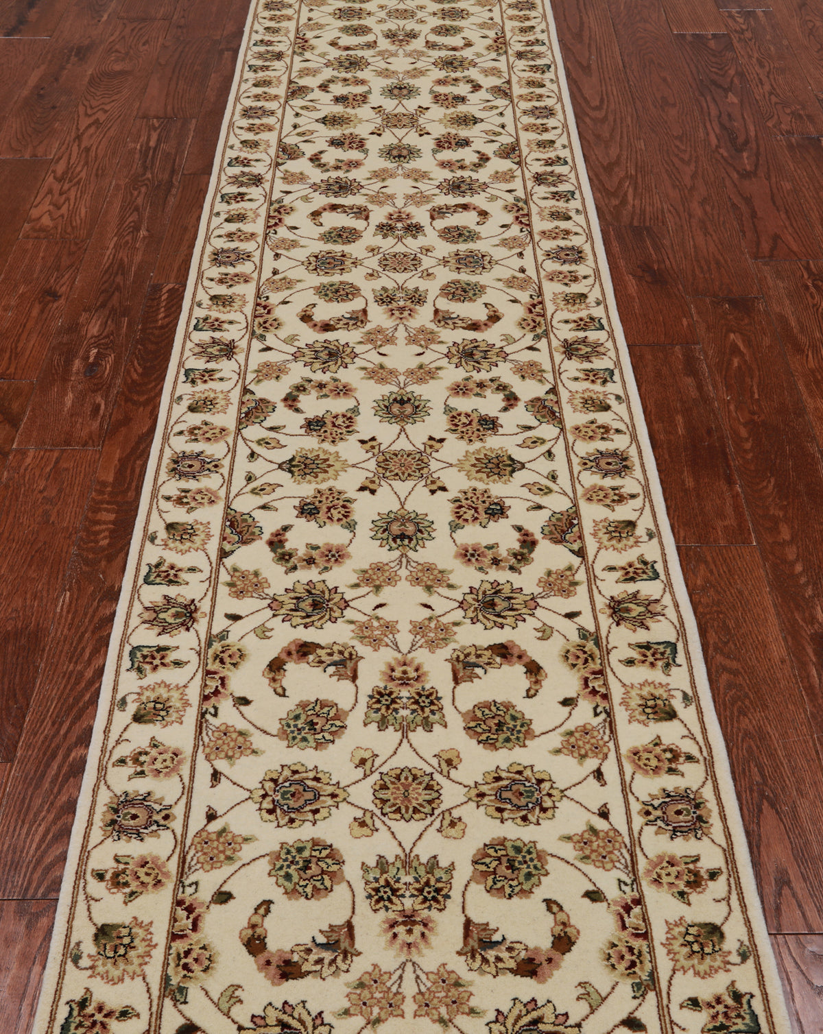 Ivory Persian Tabriz Hand-Knotted Wool & Silk Runner Rug - 2' 4" X 12' 0"