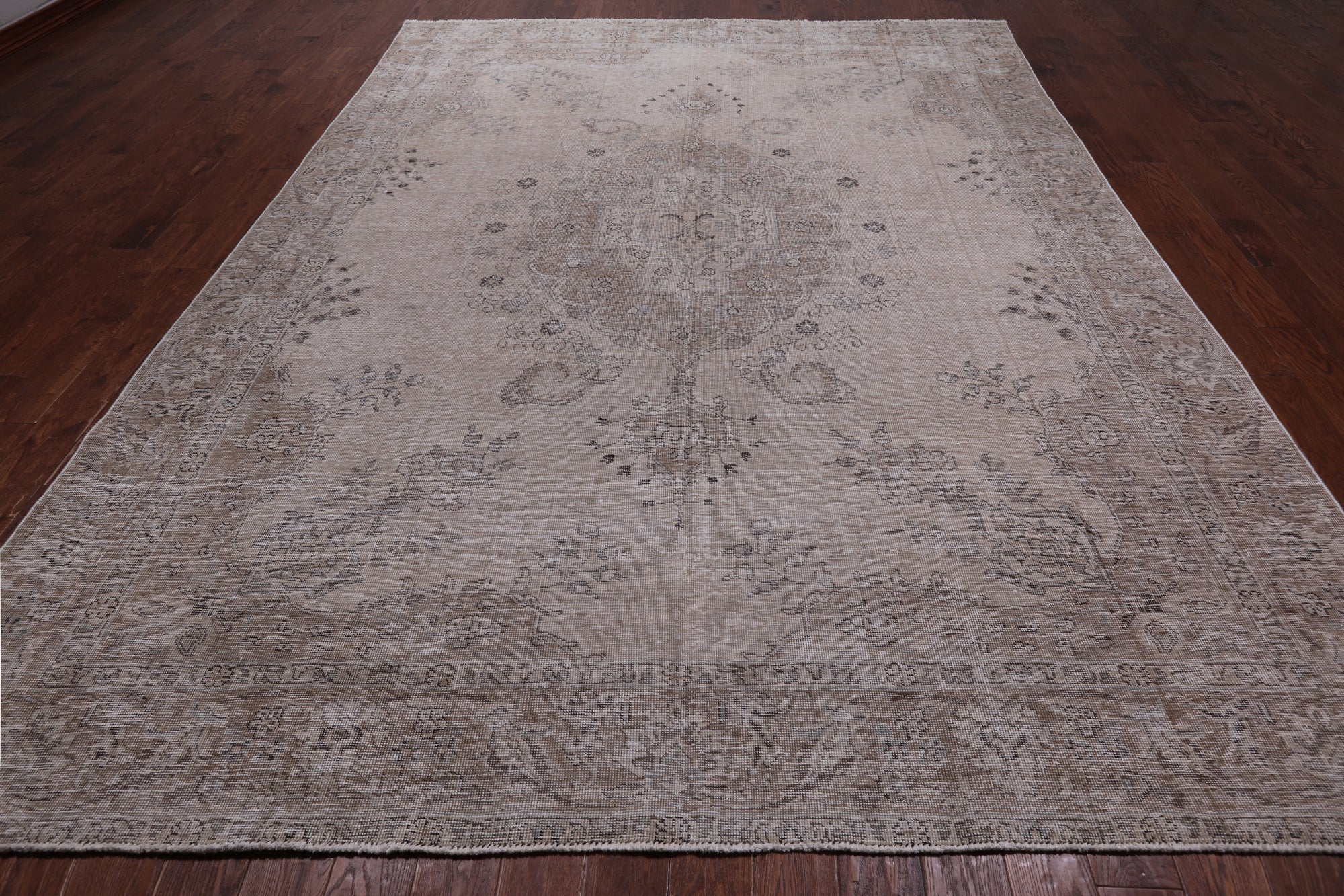 SUPER SALE Ivory Persian Vintage White Wash Handmade Wool Area Rug - 9' 2" X 12' 7"