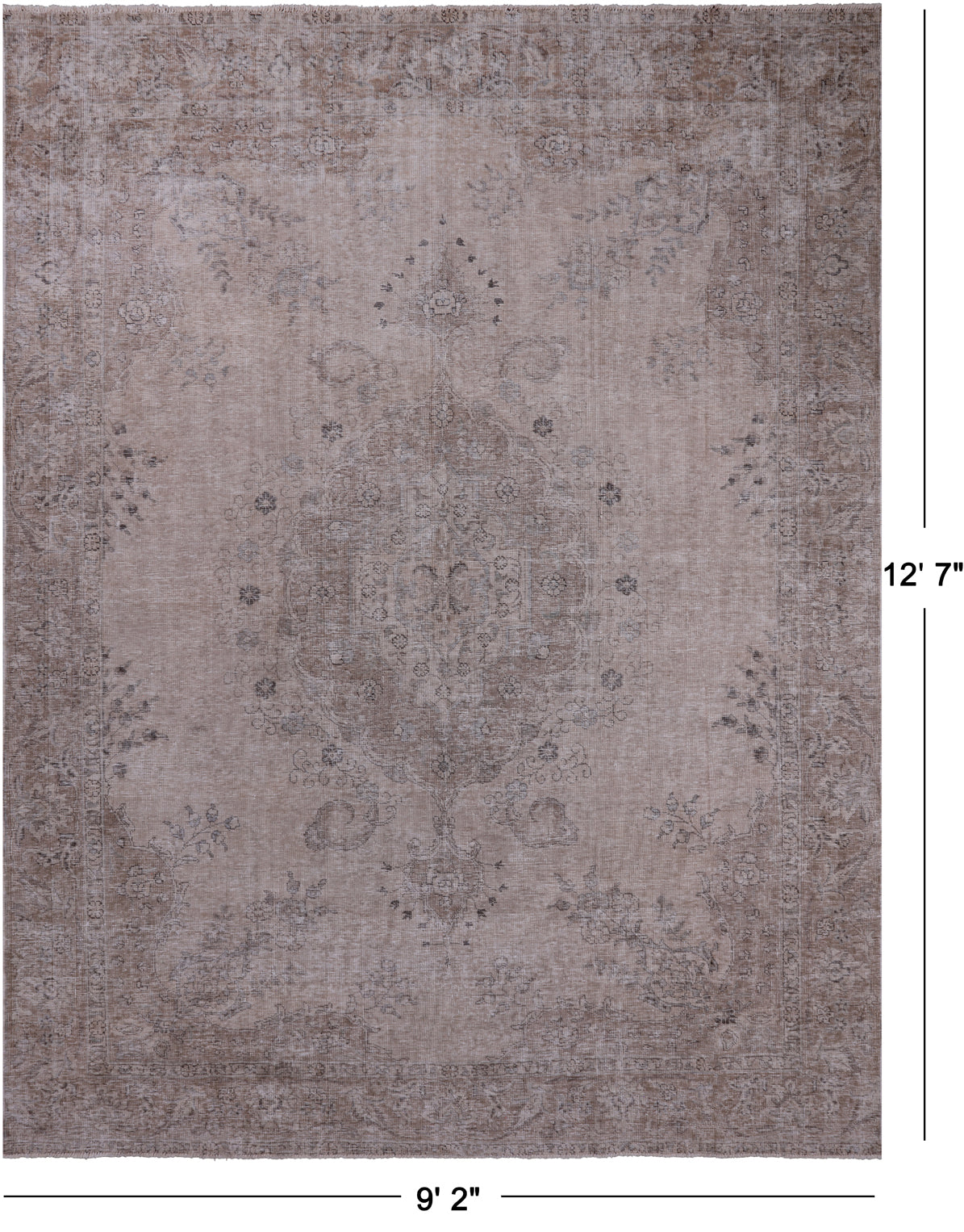 SUPER SALE Ivory Persian Vintage White Wash Handmade Wool Area Rug - 9' 2" X 12' 7"