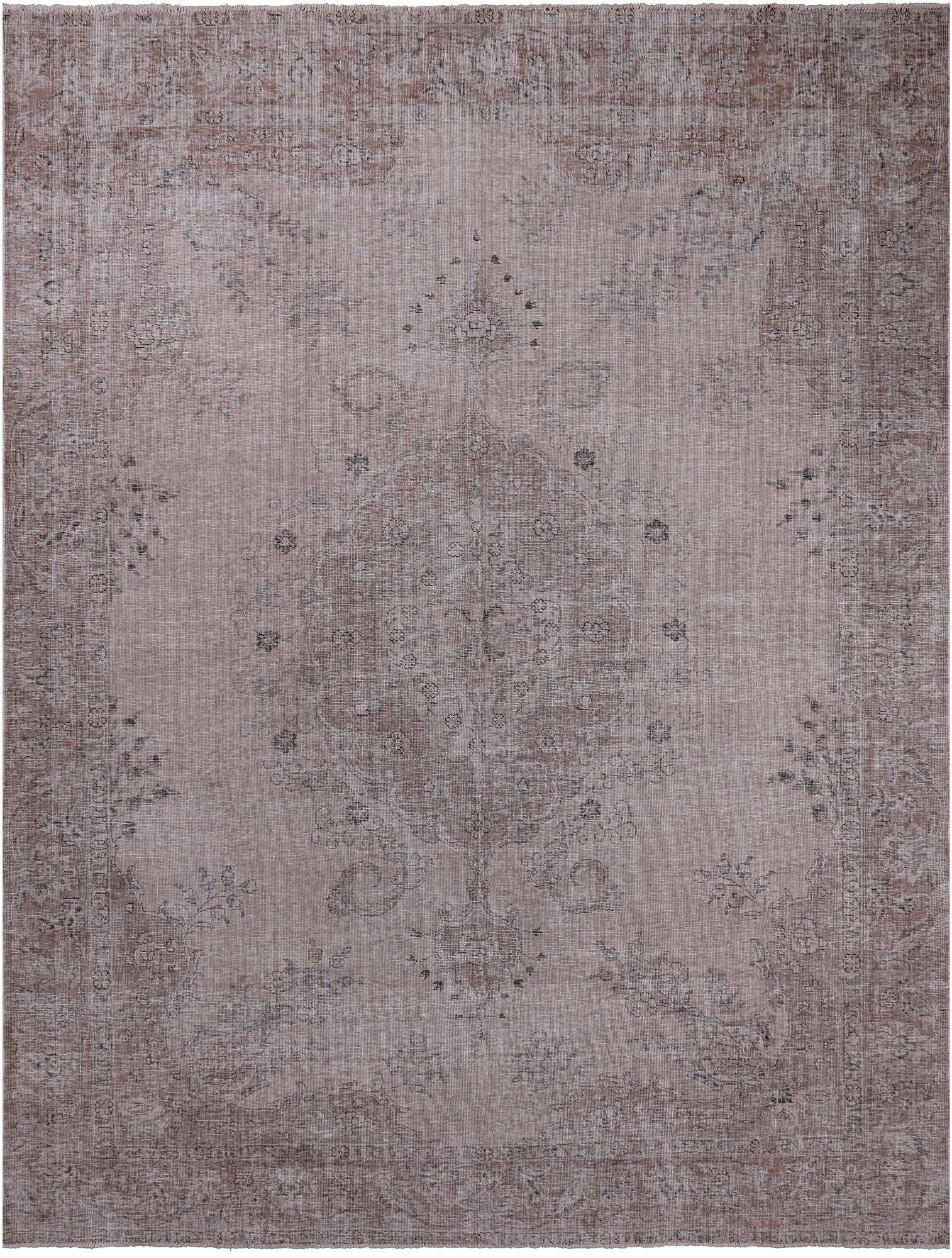 SUPER SALE Ivory Persian Vintage White Wash Handmade Wool Area Rug - 9' 2" X 12' 7"
