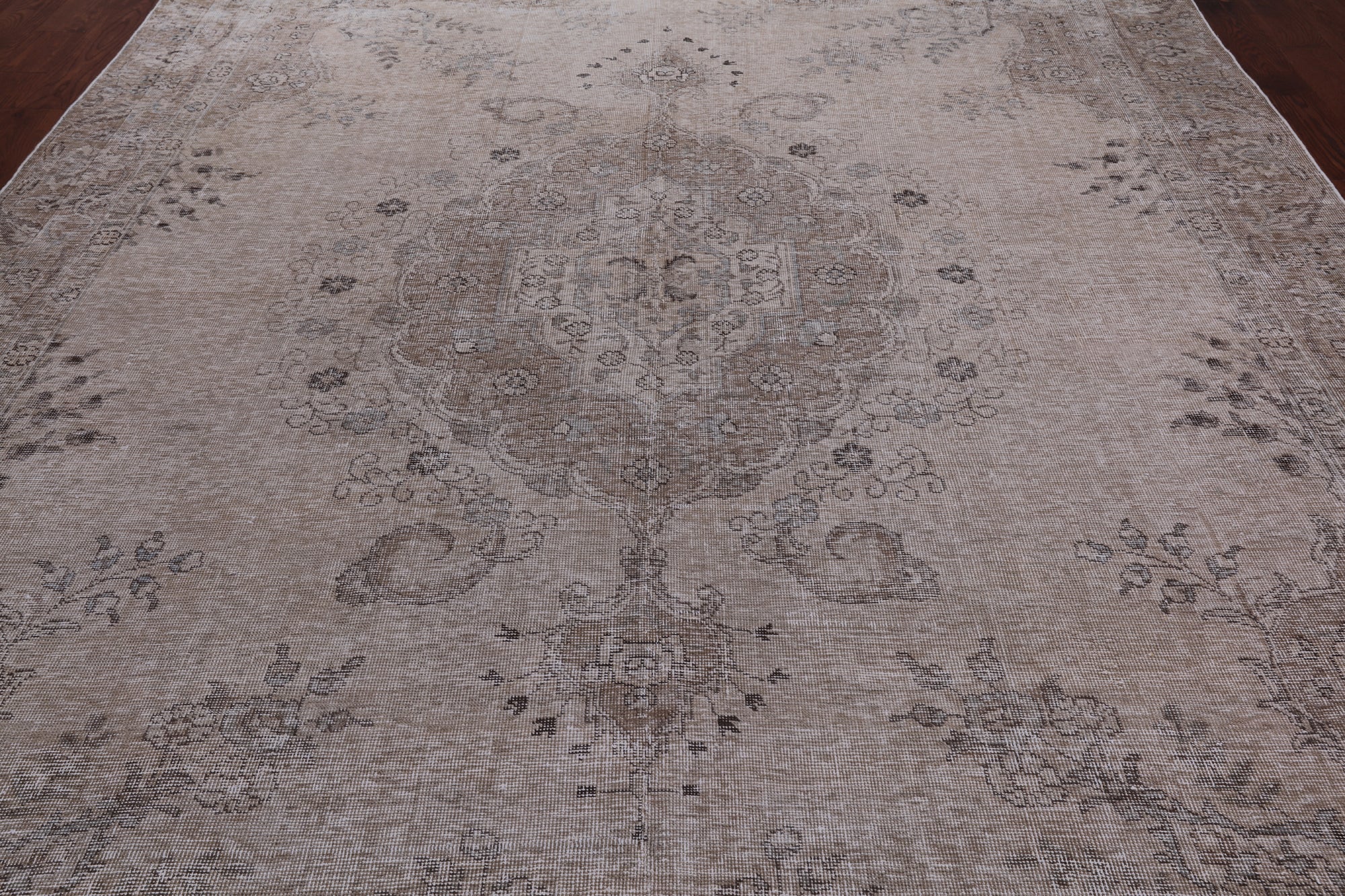 SUPER SALE Ivory Persian Vintage White Wash Handmade Wool Area Rug - 9' 2" X 12' 7"