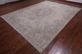 SUPER SALE Ivory Persian Vintage White Wash Handmade Wool Area Rug - 9' 2" X 12' 7"