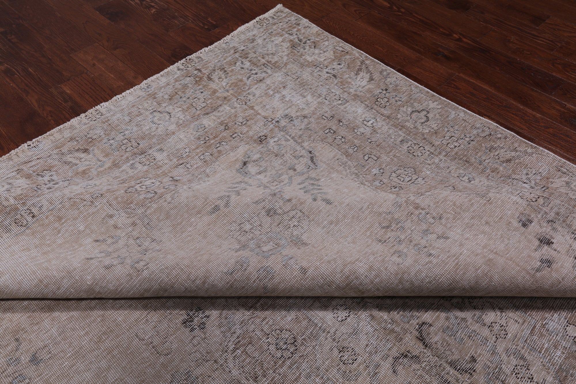 SUPER SALE Ivory Persian Vintage White Wash Handmade Wool Area Rug - 9' 2" X 12' 7"