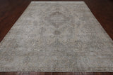 SUPER SALE Ivory Persian Vintage White Wash Hand Knotted Wool Area Rug - 9' 8" X 12' 5"