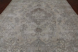 SUPER SALE Ivory Persian Vintage White Wash Hand Knotted Wool Area Rug - 9' 8" X 12' 5"
