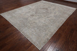 SUPER SALE Ivory Persian Vintage White Wash Hand Knotted Wool Area Rug - 9' 8" X 12' 5"