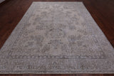 SUPER SALE Ivory Persian Vintage White Wash Hand Knotted Wool Area Rug - 9' 5" X 12' 7"