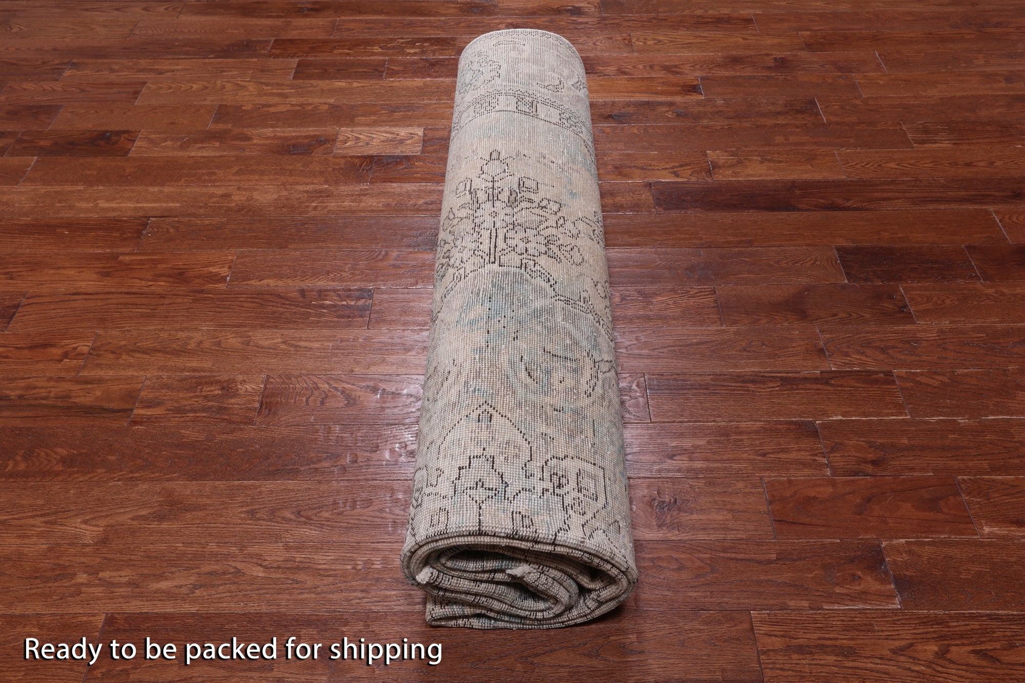 SUPER SALE Ivory Persian Vintage White Wash Hand Knotted Wool Area Rug - 9' 5" X 12' 7"