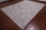 SUPER SALE Ivory Persian Vintage White Wash Hand Knotted Wool Area Rug - 9' 5" X 12' 7"