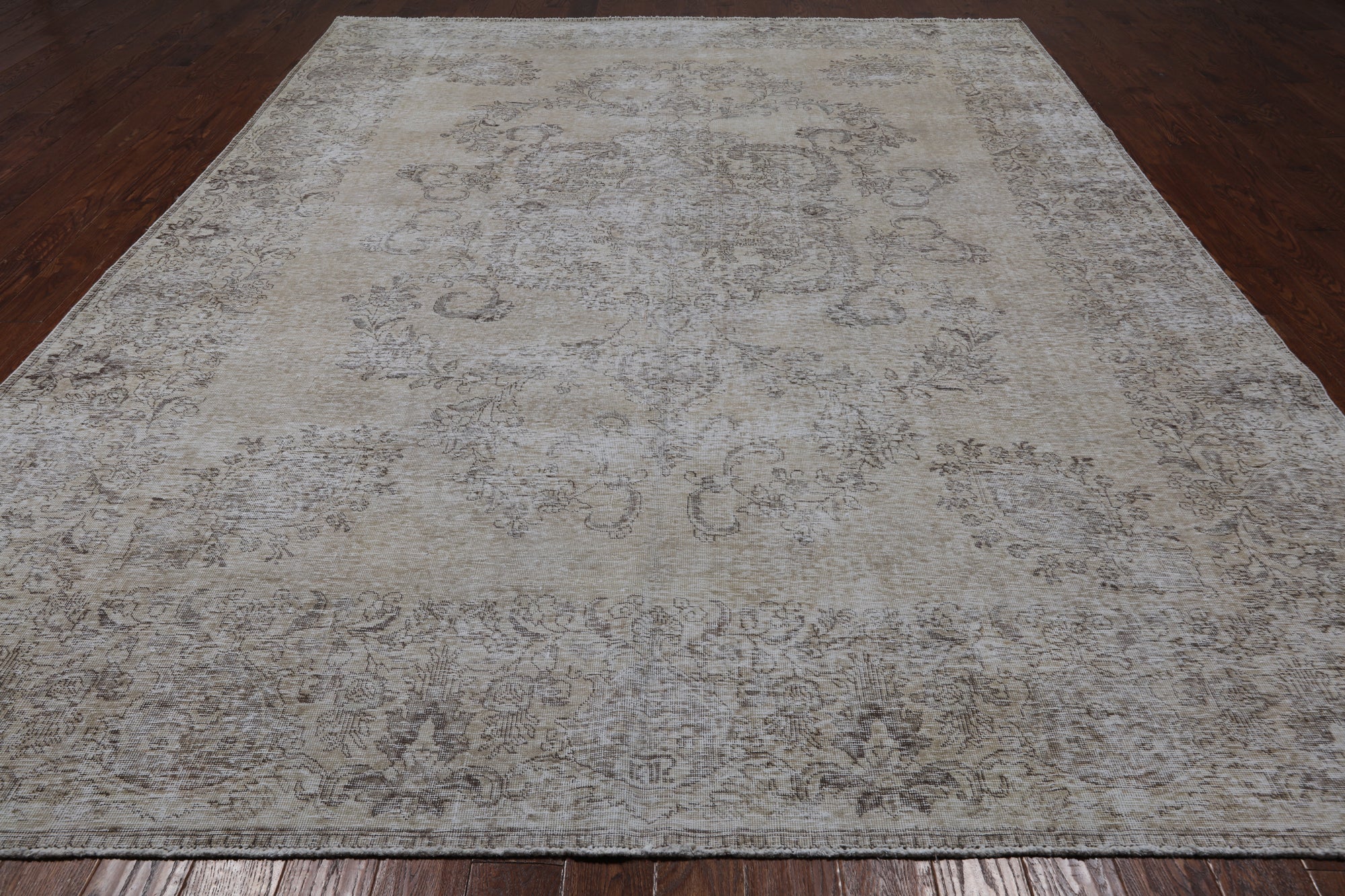 SUPER SALE Ivory Persian Vintage White Wash Hand Knotted Wool Area Rug - 9' 9" X 12' 8"