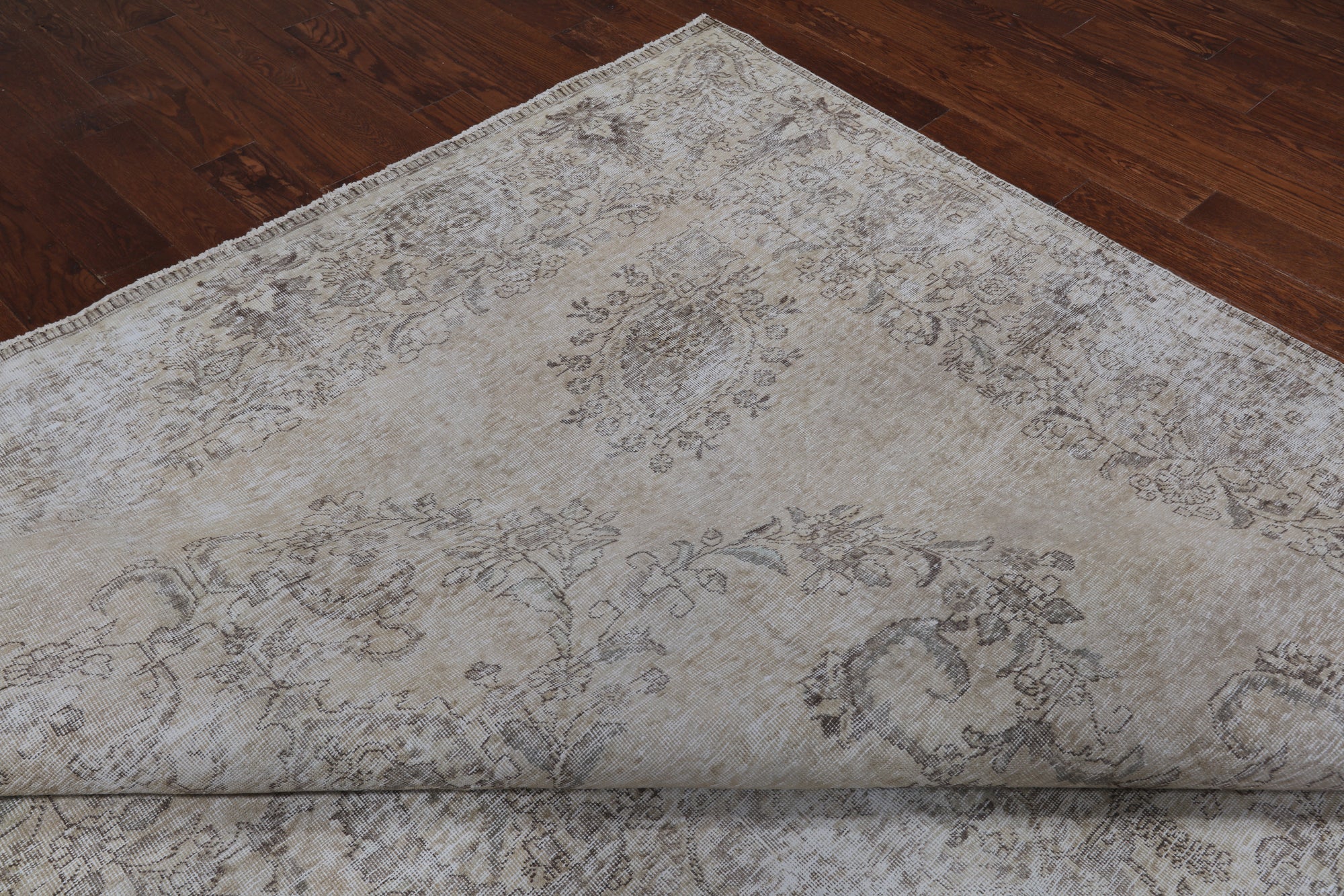 SUPER SALE Ivory Persian Vintage White Wash Hand Knotted Wool Area Rug - 9' 9" X 12' 8"