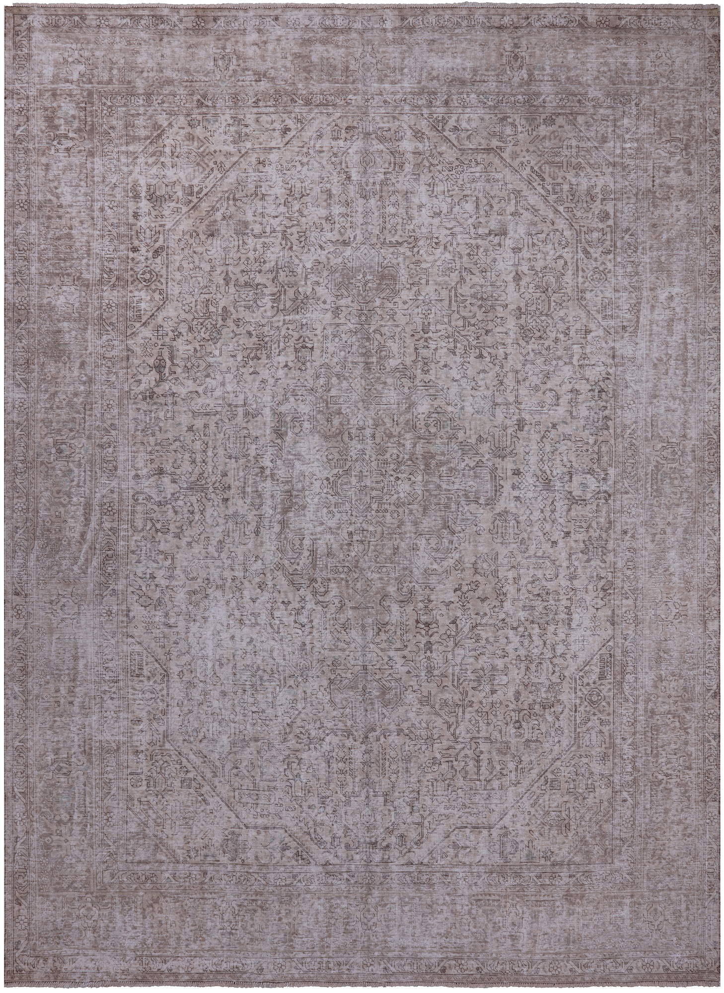 SUPER SALE Ivory Persian Vintage White Wash Hand Knotted Wool Area Rug - 9' 1" X 12' 6"