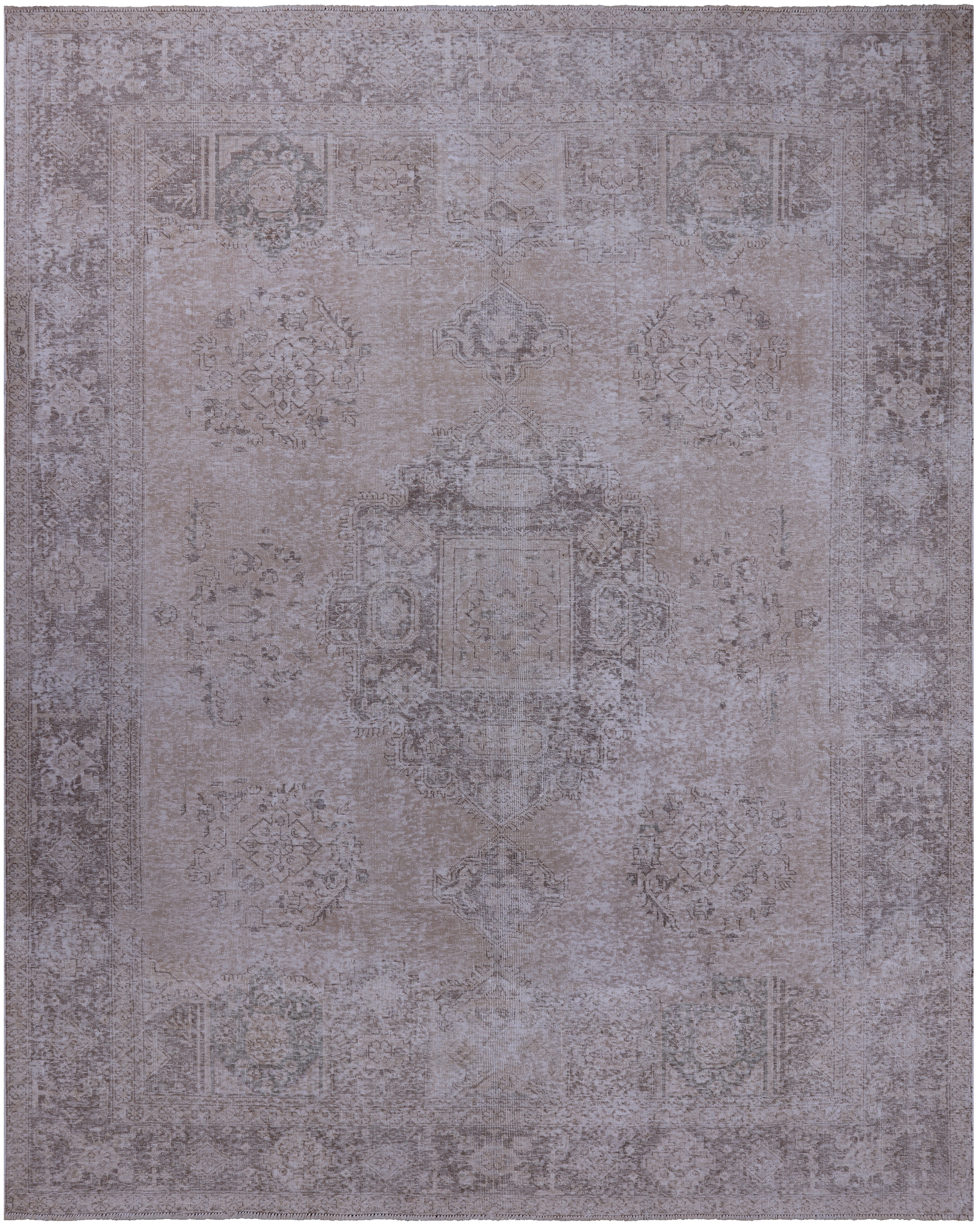 SUPER SALE Ivory Persian Vintage White Wash Hand Knotted Wool Area Rug - 9' 7" X 12' 4"