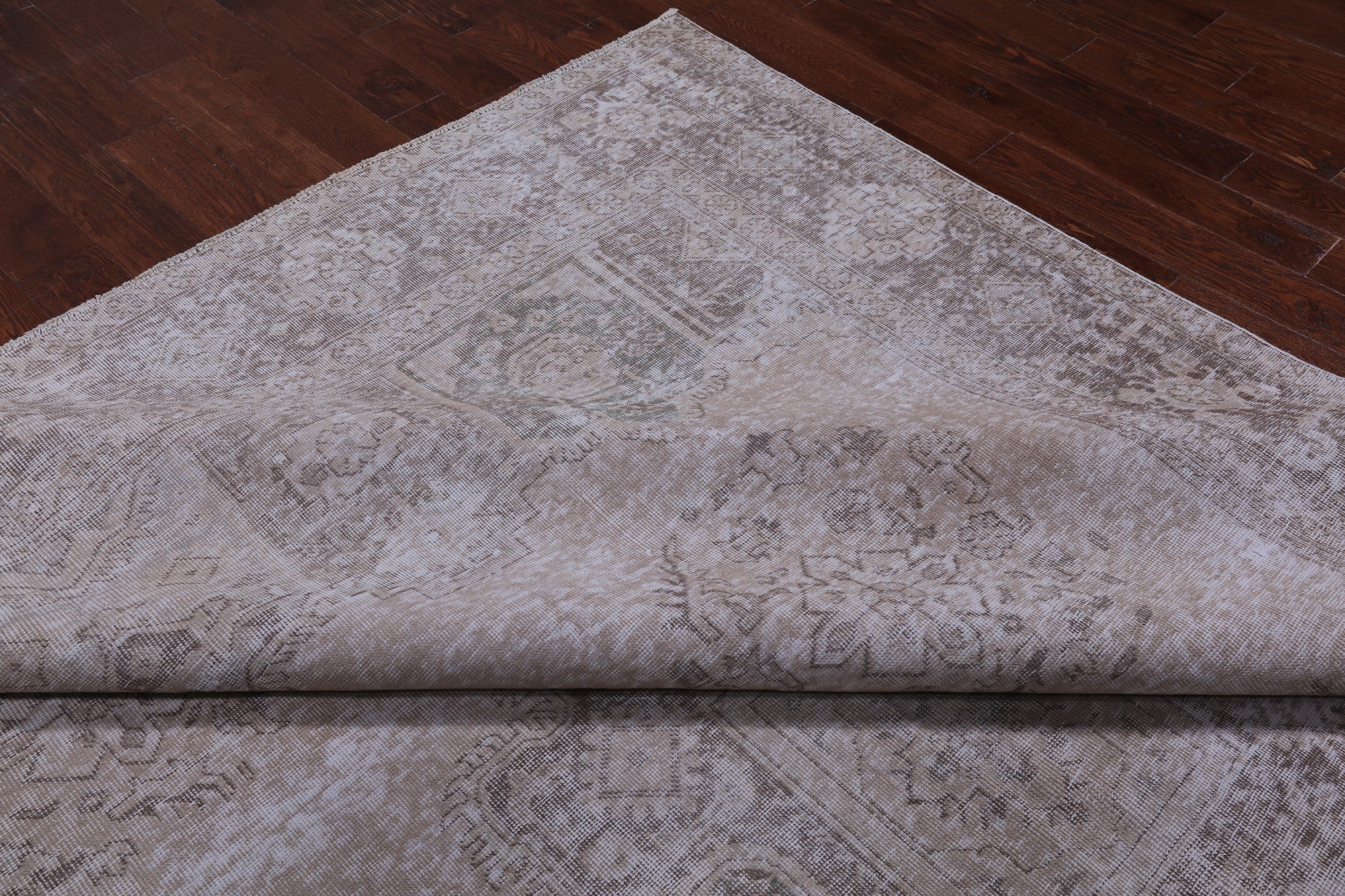 SUPER SALE Ivory Persian Vintage White Wash Hand Knotted Wool Area Rug - 9' 7" X 12' 4"