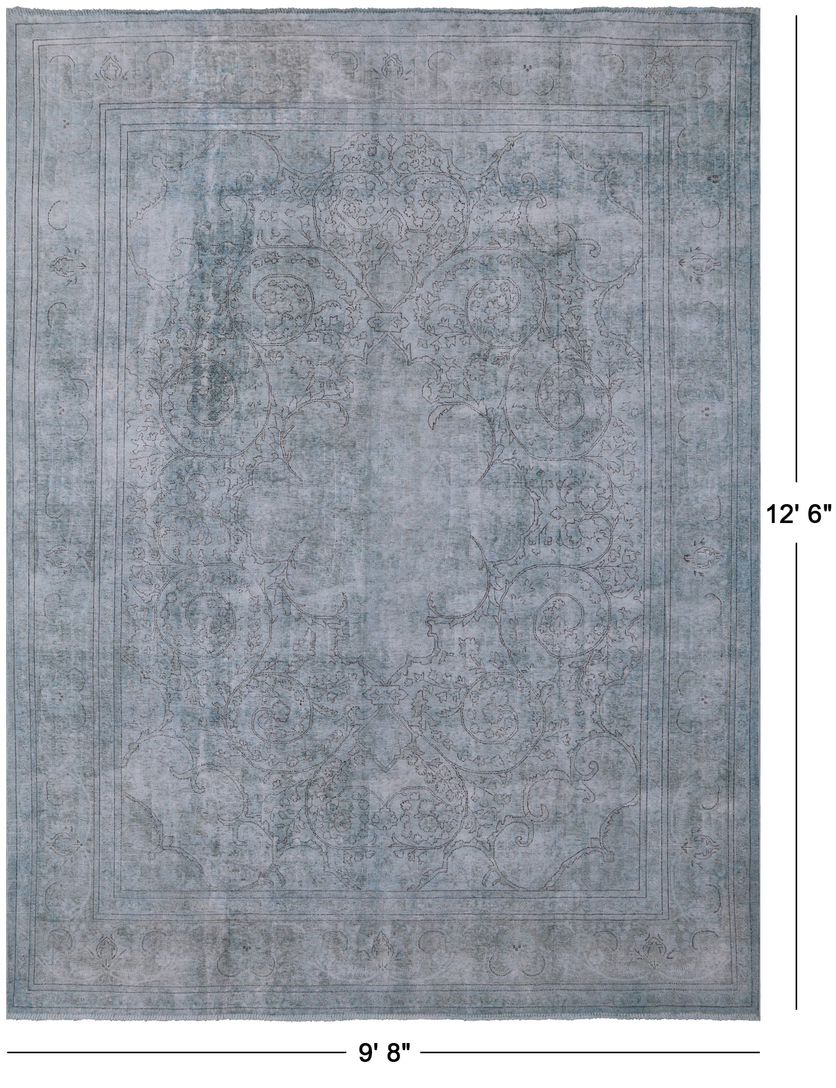 Green Persian Overdyed Hand Knotted Wool Area Rug - 9' 8" X 12' 6" - Golden Nile