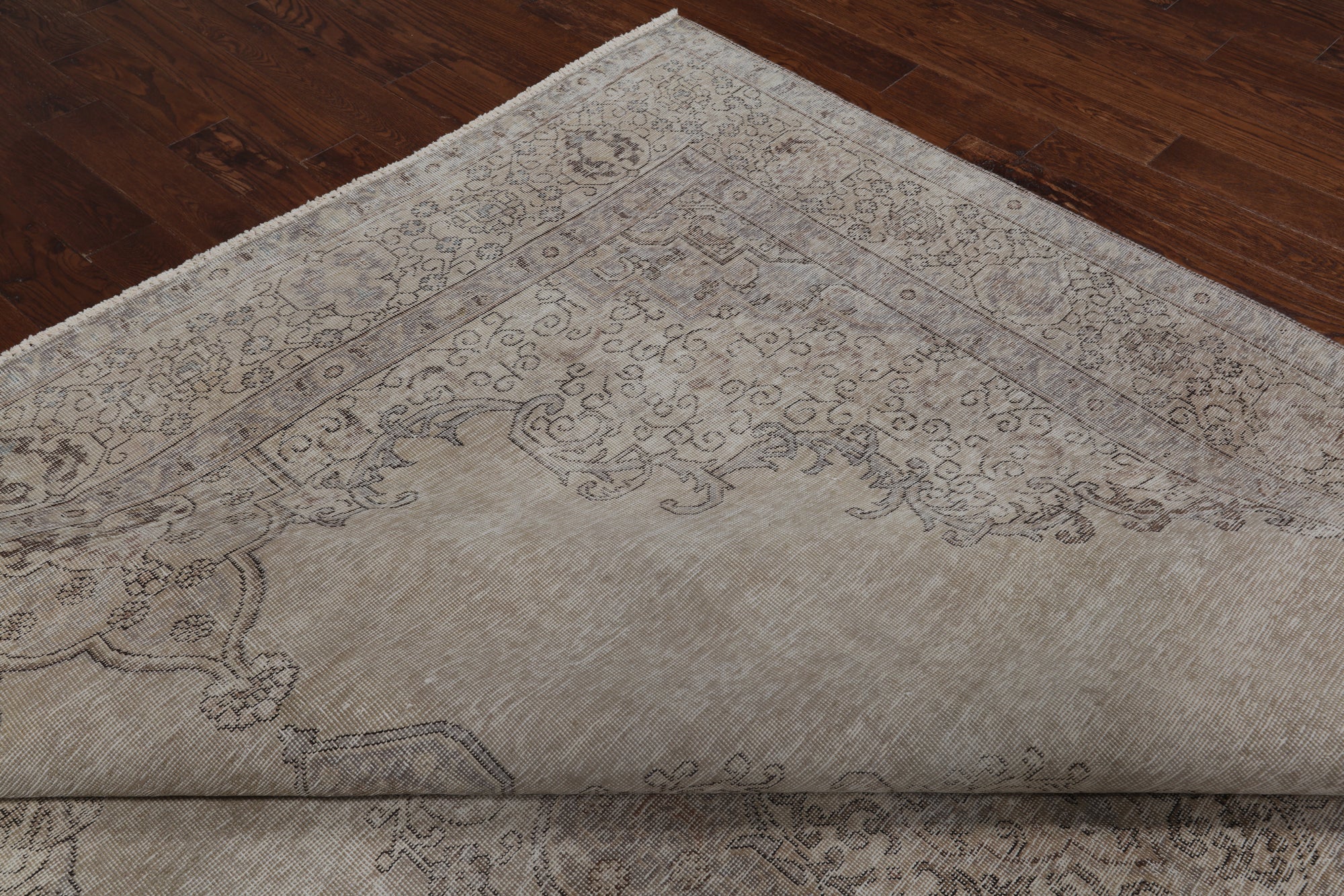 SUPER SALE Ivory Persian Vintage White Wash Hand Knotted Wool Area Rug - 9' 9" X 12' 8"