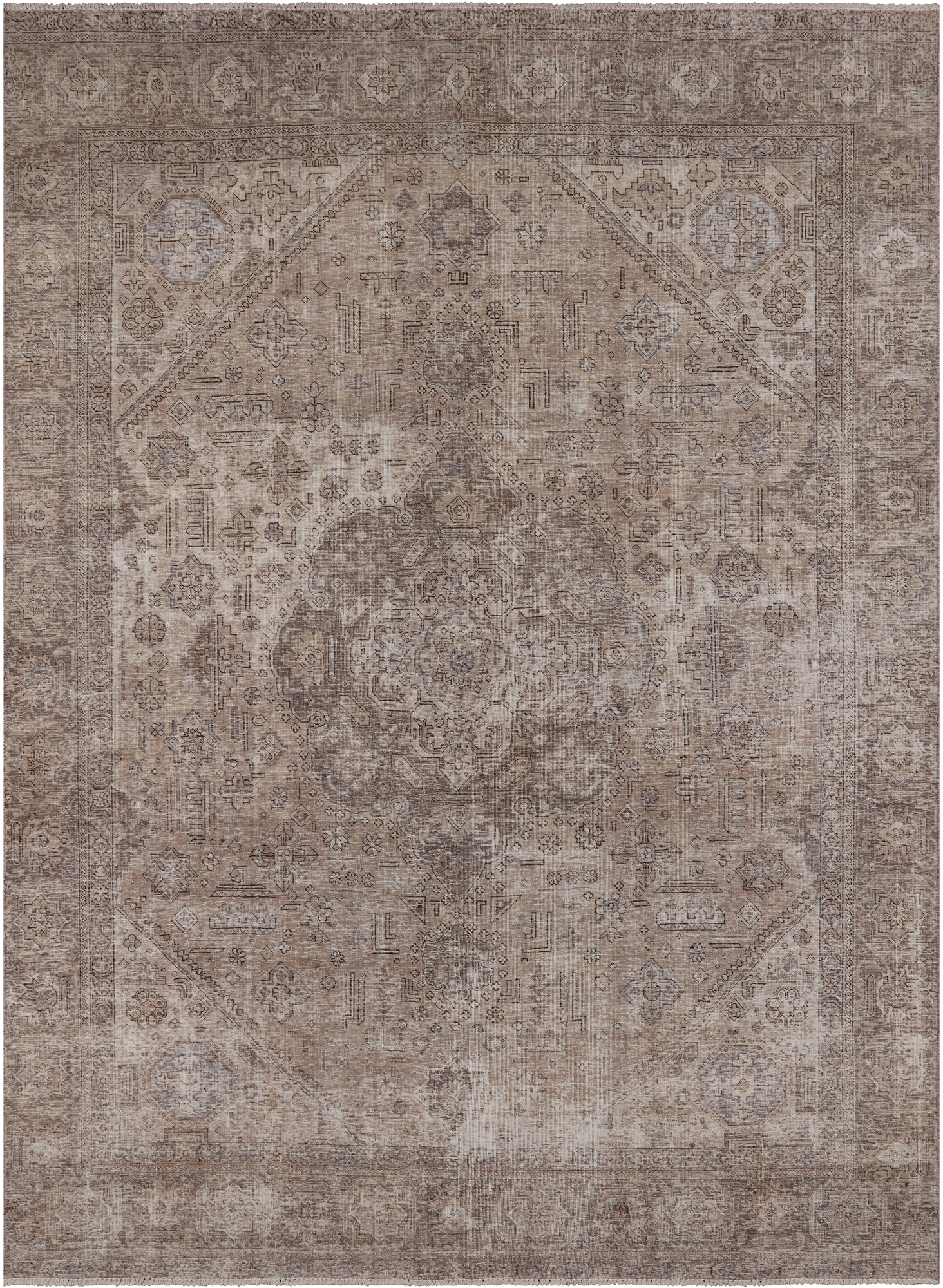 SUPER SALE Persian Vintage White Wash Hand Knotted Wool Area Rug - 9' 2" X 12' 7"