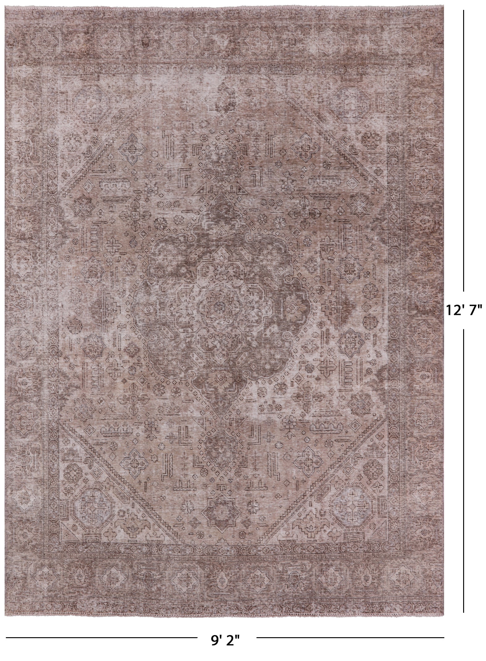 Persian Vintage White Wash Hand Knotted Wool Area Rug - 9' 2" X 12' 7" - Golden Nile