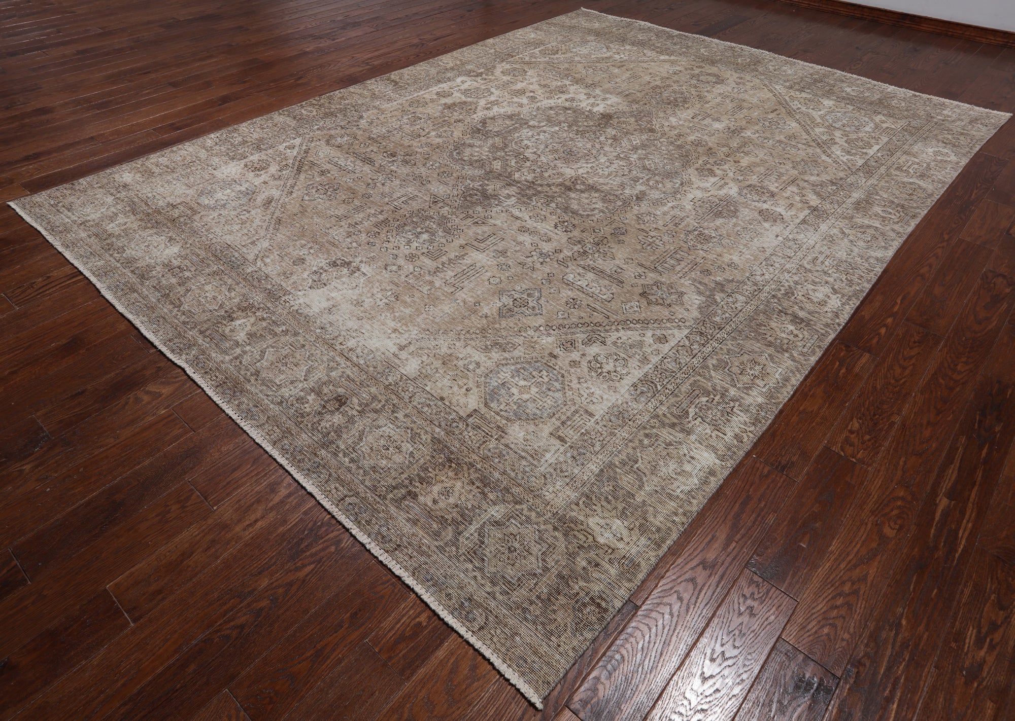 SUPER SALE Persian Vintage White Wash Hand Knotted Wool Area Rug - 9' 2" X 12' 7"