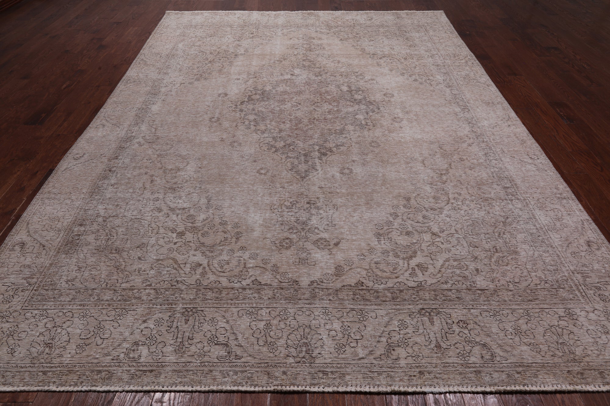 SUPER SALE Ivory Persian Vintage White Wash Hand Knotted Wool Area Rug - 9' 1" X 12' 8"