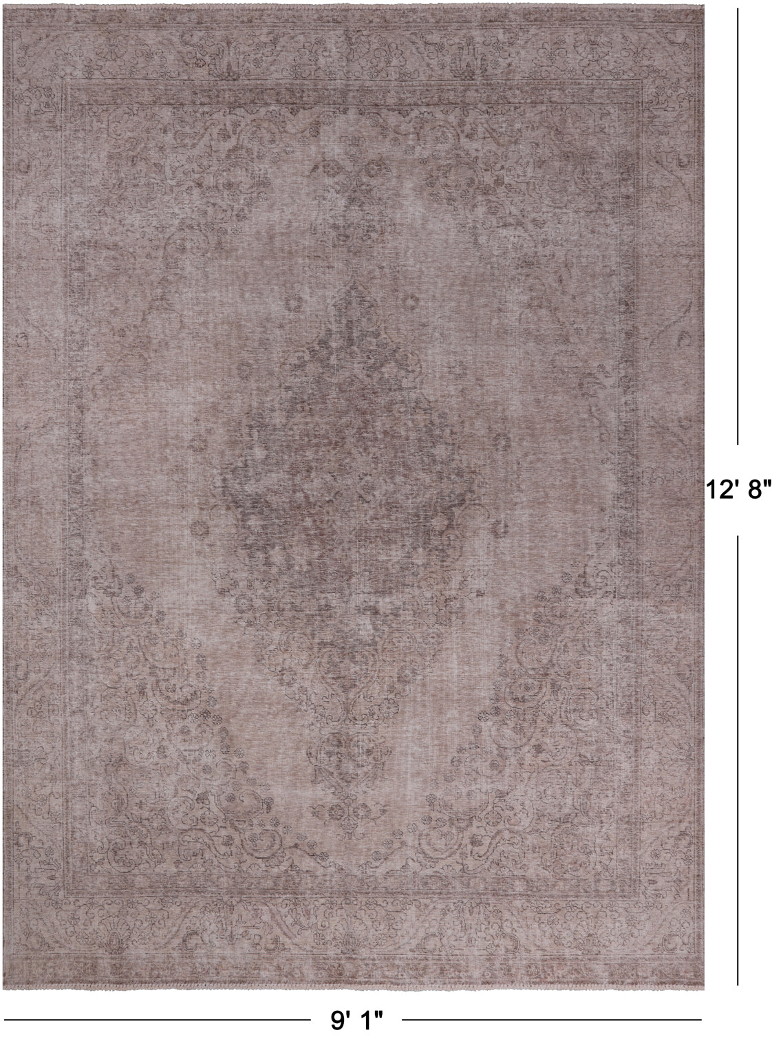 SUPER SALE Ivory Persian Vintage White Wash Hand Knotted Wool Area Rug - 9' 1" X 12' 8"