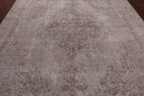 SUPER SALE Ivory Persian Vintage White Wash Hand Knotted Wool Area Rug - 9' 1" X 12' 8"