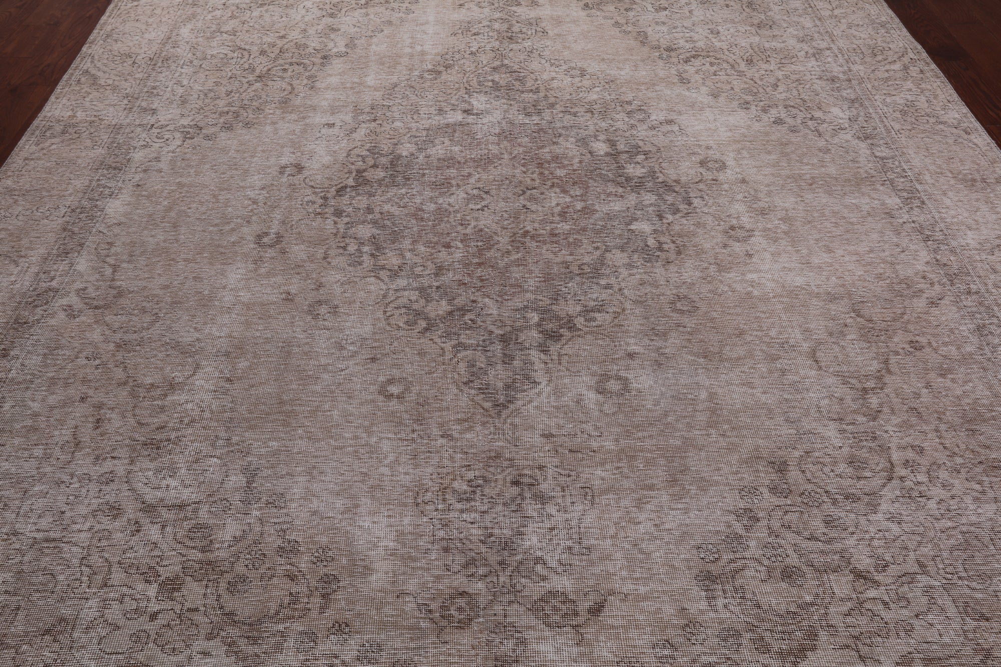 SUPER SALE Ivory Persian Vintage White Wash Hand Knotted Wool Area Rug - 9' 1" X 12' 8"