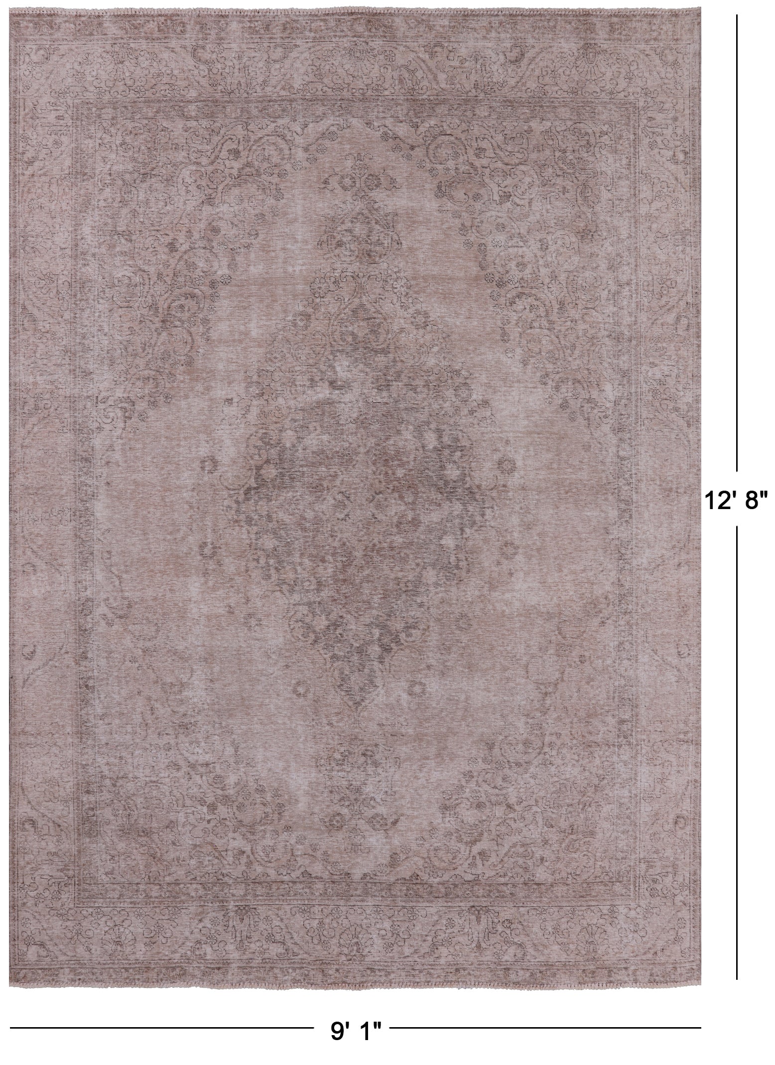 Ivory Persian Vintage White Wash Hand Knotted Wool Area Rug - 9' 1" X 12' 8" - Golden Nile