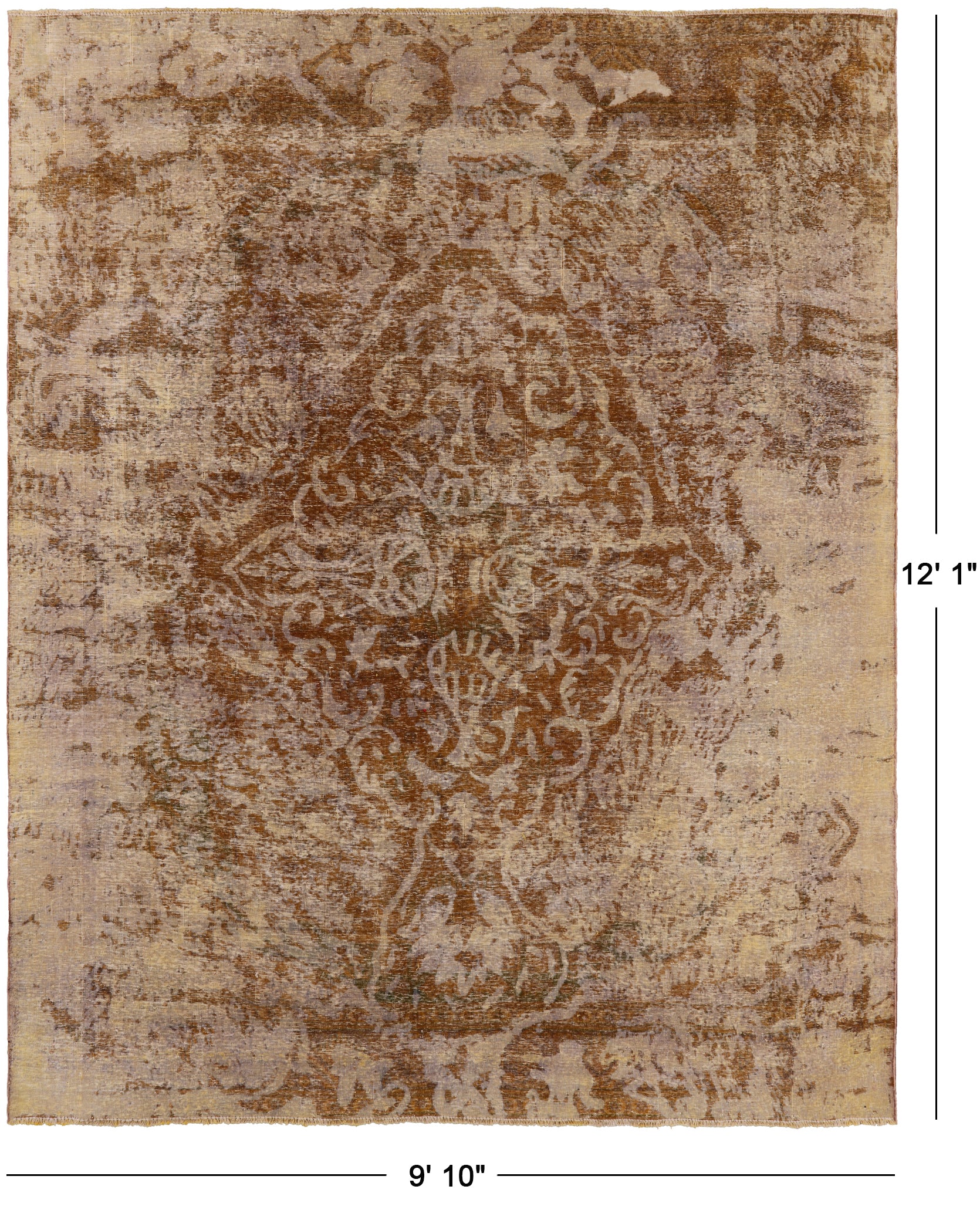 Persian Overdyed Hand Knotted Wool Area Rug - 9' 10" X 12' 1" - Golden Nile
