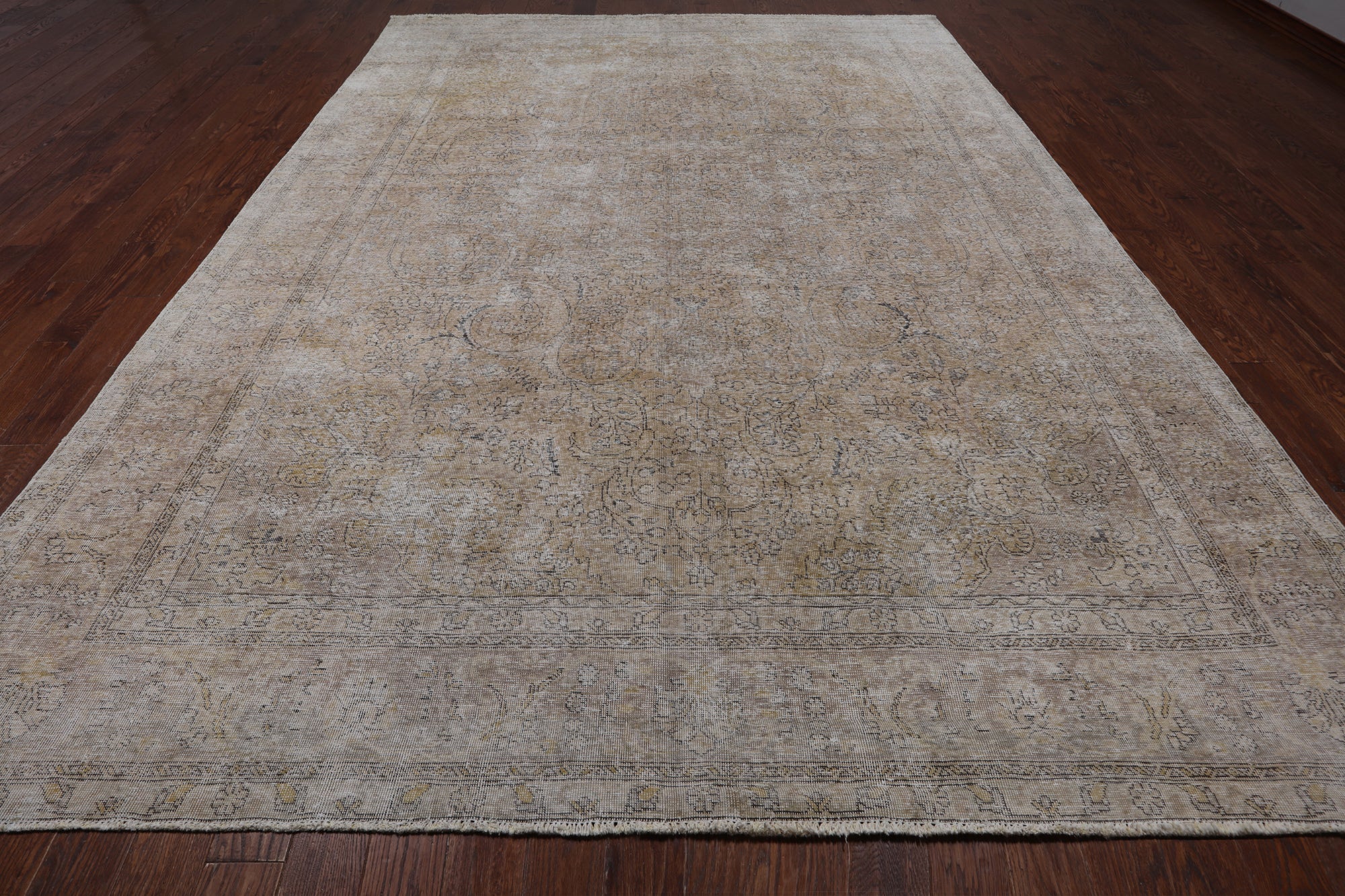SUPER SALE Persian Vintage White Wash Hand Knotted Wool Area Rug - 9' 10" X 13' 3"
