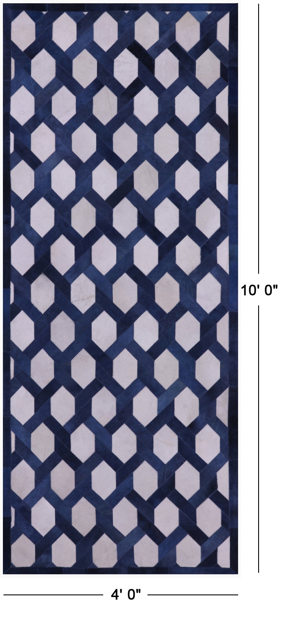 Natural Cowhide Hand Stitched Runner Rug - 4' 0" X 10' 0" - Golden Nile