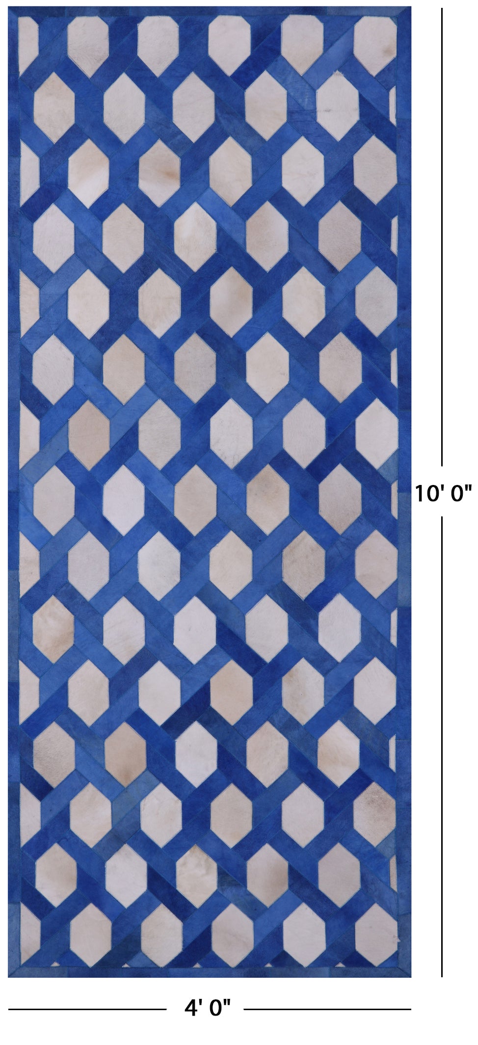 Natural Cowhide Hand Stitched Runner Rug - 4' 0" X 10' 0" - Golden Nile