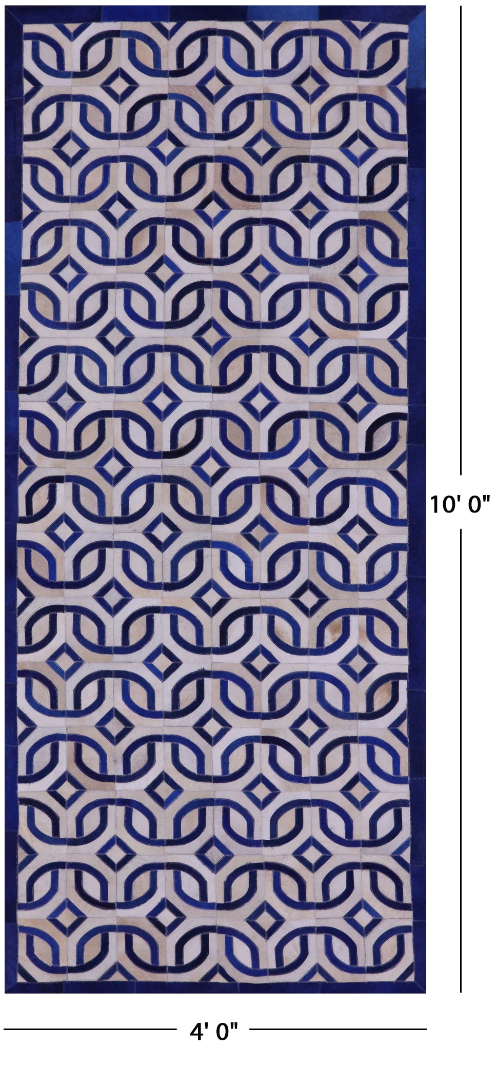Natural Cowhide Hand Stitched Runner Rug - 4' 0" X 10' 0" - Golden Nile
