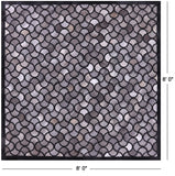 Square Natural Cowhide Hand Stitched Patchwork Rug - 8' 0" X 8' 0" - Golden Nile