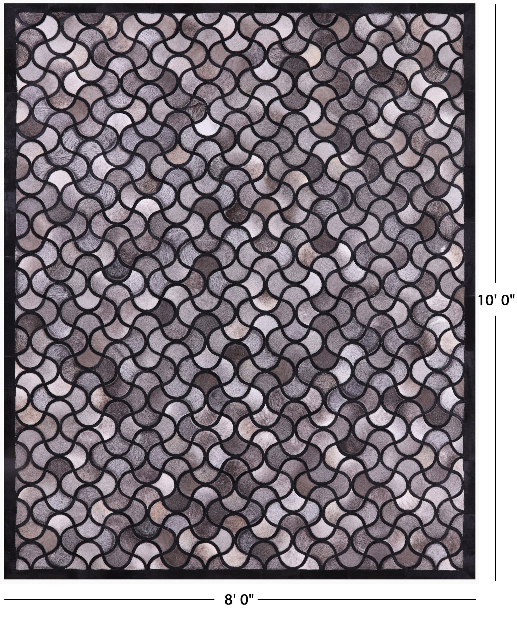 Natural Cowhide Hand Stitched Patchwork Rug - 8' 0" X 10' 0" - Golden Nile