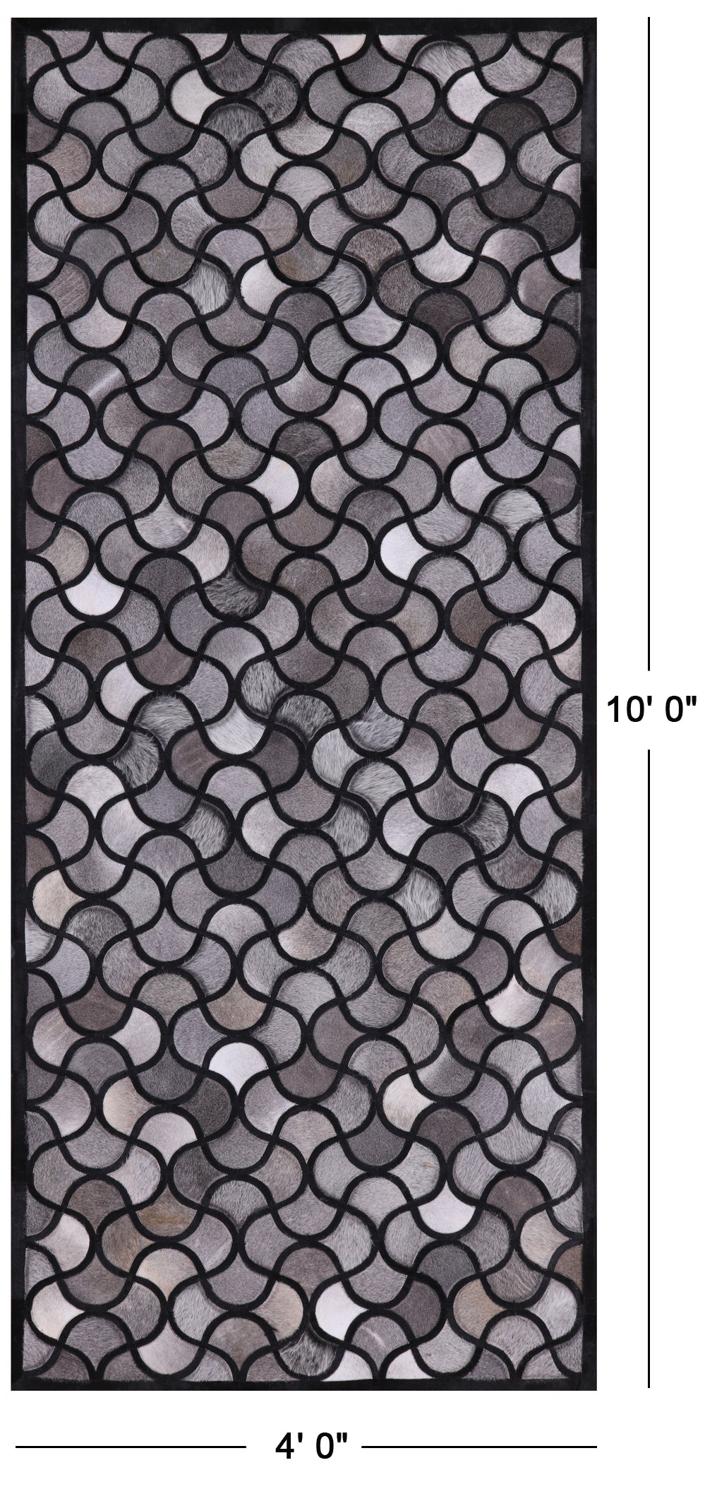 Natural Cowhide Hand Stitched Runner Rug - 4' 0" X 10' 0" - Golden Nile