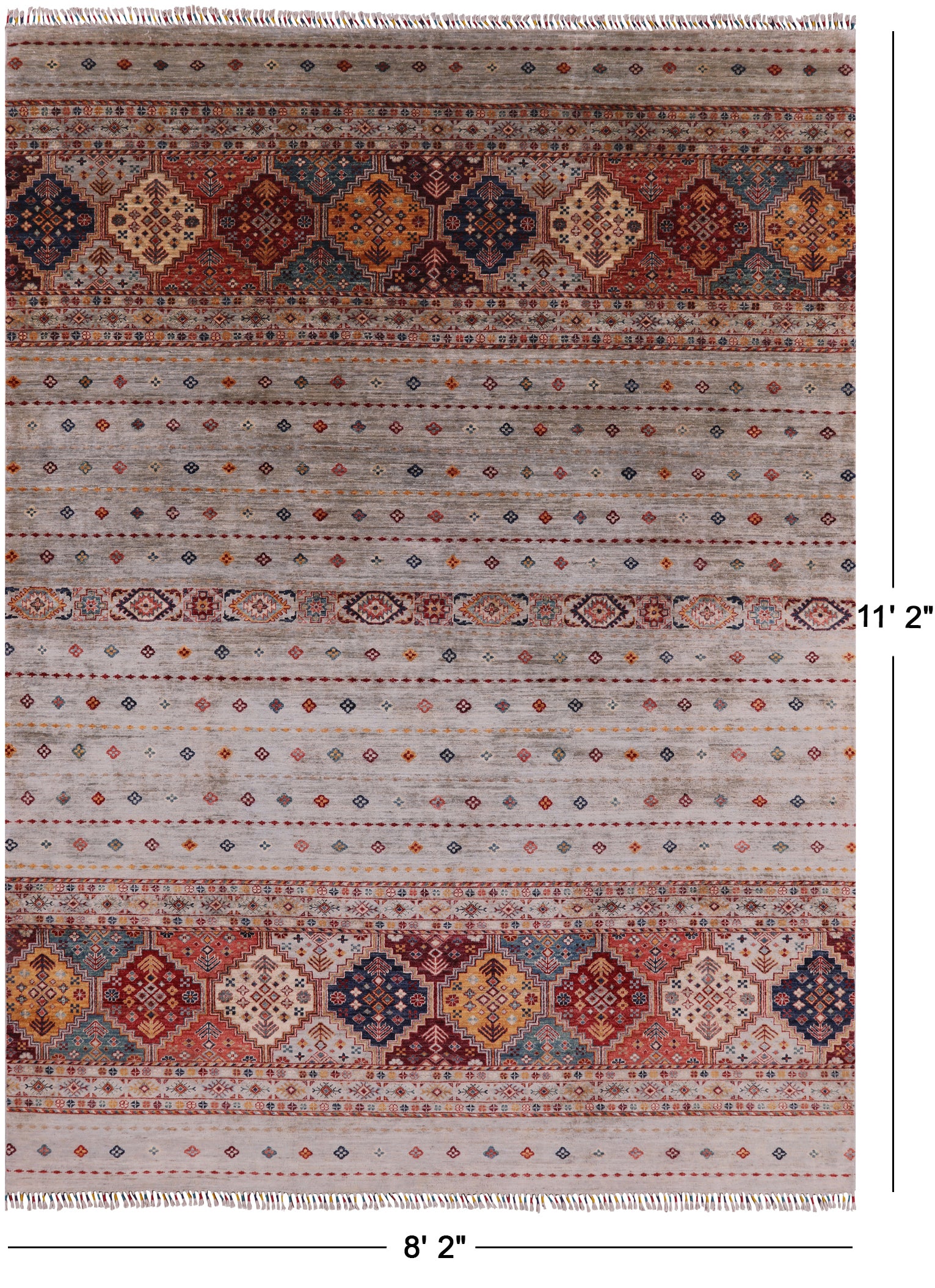 Khorjin Persian Gabbeh Handmade Wool Rug - 8' 2" X 11' 2" - Golden Nile