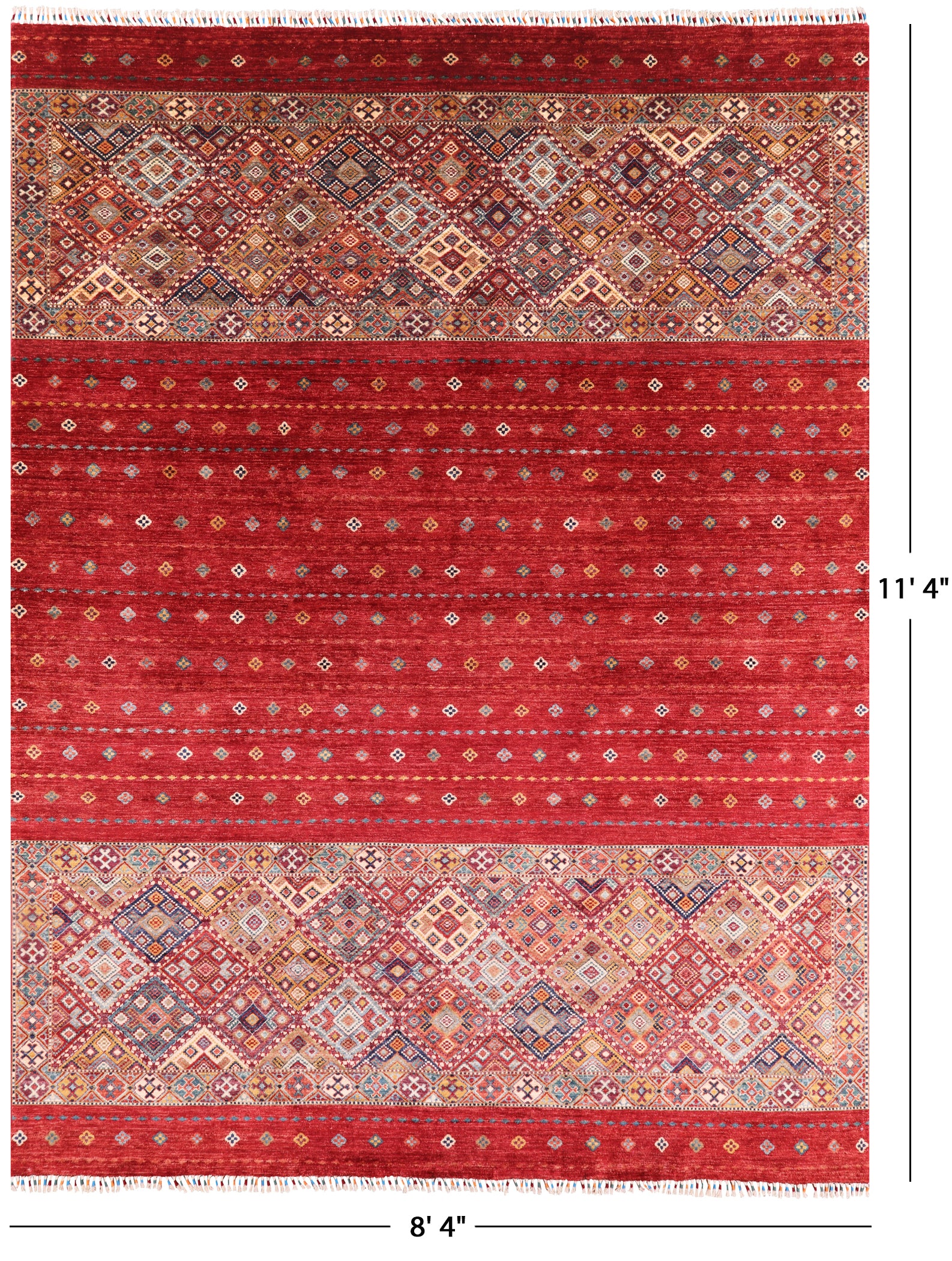 Red Khorjin Persian Gabbeh Handmade Wool Area Rug - 8' 4" X 11' 4" - Golden Nile