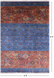 Blue Khorjin Persian Gabbeh Handmade Wool Rug - 6' 8" X 9' 9" - Golden Nile