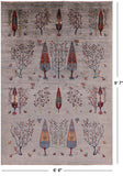 Gabbeh Hand Knotted Wool Area Rug - 6' 8" X 9' 7" - Golden Nile