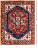 Red Persian Fine Serapi Hand Knotted Wool Area Rug - 9' 9" X 12' 6" - Golden Nile